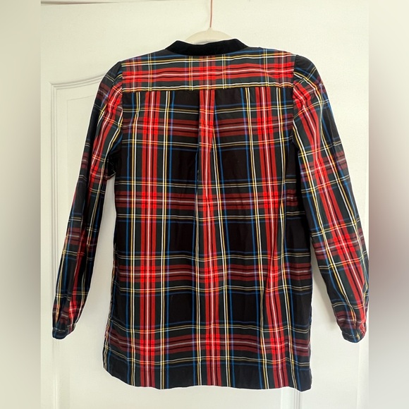 J Crew Velvet Trim Plaid Blousee - Picture 2 of 3
